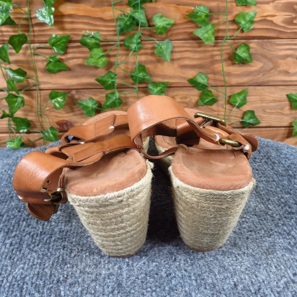 Lucky Brand Flora Women Platform Sandal Size 9 Casual Summer Tan‎ Leather Wedge